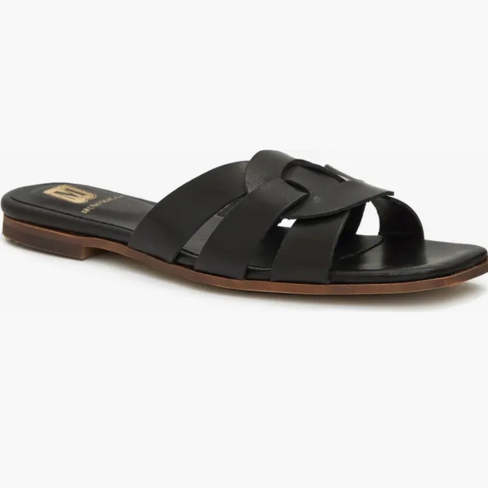 Bruno Magli Black Leather Knot Slide Sandals - Picture 2 of 3